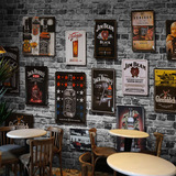 欧式复古立体砖墙壁纸 客厅沙发大型壁画 咖啡厅餐厅酒吧木纹墙纸