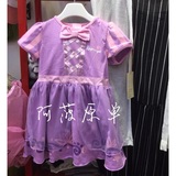 阿菠原单出口日本紫色长发姑娘可爱蝴蝶结拼接蕾丝可爱女童连衣裙