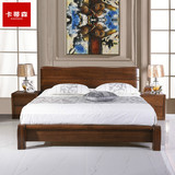 胡桃木床实木床1.8米双人床1.5米卧室婚床现代中式高箱气压储物床