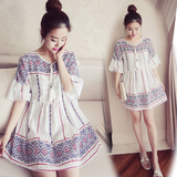 夏季韩版潮棉麻中袖t恤女宽松中长款大码女装亚麻上衣短袖打底衫