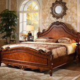 新古典美式双人床1.8米全实木大床欧式仿古婚床2米柱子床板床包邮