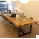 铁艺实木会议桌长桌 长方形办公桌简约现代会议桌咖啡小型餐桌