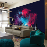 家居用品个性艺术创意色彩涂鸦咖啡厅立体壁画墙纸壁纸客厅吧台3d