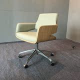 时尚现代弯曲木洽议椅 高档真皮办公室老板椅 经理职员椅