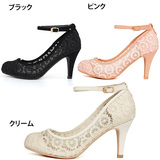 日本新款代购RANDA外贸镂空网布圆头搭扣细跟中跟高跟鞋凉鞋女鞋