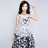 WPY2016夏季女装设计师王培沂新款金晨拍摄吊带印花韩版连衣裙