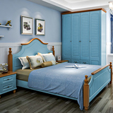 地中海实木双人床美式乡村卧室板式1.5米1.8米白色高箱欧式公主床
