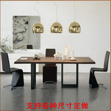 美式复古客厅餐桌特色办公桌创意洽谈多功能实木铁艺长桌简易餐桌