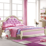 儿童床女孩公主青少年家具儿童皮床女童床家具套房粉色卧室家具