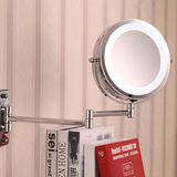 迷妮特镜子壁挂LED化妆镜8寸伸缩折叠双面梳妆带灯镜子卫生间浴室