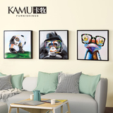卡牧纯手工高档动物油画创意抽象猩猩厚油画客厅书房装饰画原创画