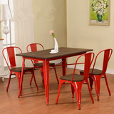 美式现代简约宜家实木餐厅桌子椅子咖啡厅桌椅组合金属餐桌餐椅