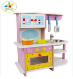 幼乐比 木制儿童做饭仿真厨房过家家玩具 大号粉色仿真煤气灶台