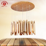 北欧现代简约实木吊灯创意客厅餐厅吧台灯异形长方形流苏个性灯具