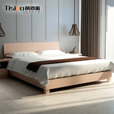 蒂诗诺简约现代双人床板式架子床简单硬板床1.5米2米枫木色可定制