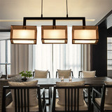 新中式长方形餐厅吊灯创意三头饭厅吧台茶楼灯北欧美式客厅布艺灯