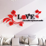 创意love水晶亚克力3d立体墙贴画客厅床头卧室背景墙壁房间装饰品