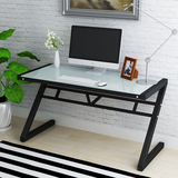 钢化烤漆电脑桌台式家用 简约现代两用书桌双人办公组合桌写字台