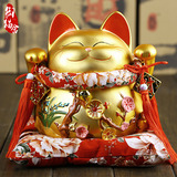 招财猫摆件 大号陶瓷存钱罐开业创意礼品日本金色招财猫储蓄罐