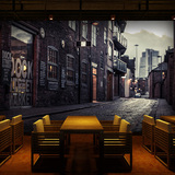 复古怀旧欧美街景工业墙纸定制壁画美发酒吧咖啡餐厅沙发背景壁纸