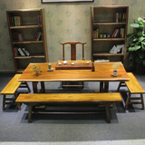 绿心檀奥坎实木大板桌老板办公桌会议桌茶餐桌简约现代尺寸可定制