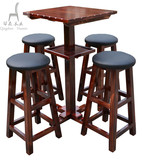 酒吧桌椅碳化实木酒吧组合桌椅复古桌椅吧台桌椅酒吧吧桌吧台简约