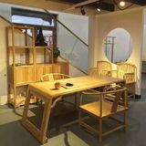 新中式茶桌餐桌老榆木免漆茶桌椅组合圈椅禅意古典家具