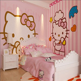 墙纸大型壁画女孩卧室KT猫背景墙壁纸hellokitty卡通儿童公主潮房