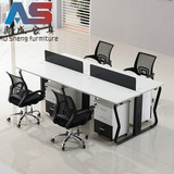 现代黑白四人位办公桌椅组合办公家具职员电脑桌2人6位隔断卡位