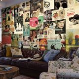 欧美怀旧复古定制大型壁画明星海报墙纸咖啡个性餐厅酒吧无缝壁纸