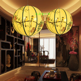 新仿古典中式手绘球型吊灯餐厅茶楼走廊卧室圆形简约布艺灯笼灯具