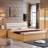 简约现代实木质板式床 双人床1.8米储物床1.5米高箱床收纳木床