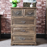 美式复古床头柜 做旧收纳柜储物柜子 欧式木柜实木家具抽屉柜