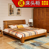 全实木床1.8米双人床1.5简约中式现代实木家具白蜡木床小户型卧室
