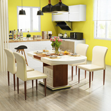 简约现代椭圆形伸缩烤漆餐桌椅组合 客厅钢化玻璃小户型储物饭桌