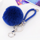 韩国创意礼品獭兔毛绒毛球BV绳汽车钥匙扣女包挂件钥匙链饰品配饰