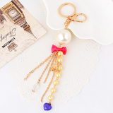韩国创意礼品大珍珠链条串珠手工汽车钥匙扣女包包挂件钥匙链饰品