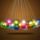 创意服装店吊灯泡泡灯LED客厅灯餐厅灯简约楼梯圆球彩色玻璃吊灯