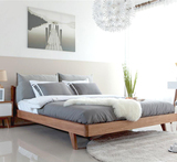 北欧实木床 简约现代宜家1.8米卧室家具双人1.5M 胡桃木特价直销