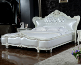欧式全实木雕花真皮床时尚美式双人床法式公主床婚床白色1.8米床