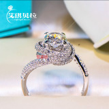 卡D亚群镶满钻1克拉仿真钻石戒指女士订婚钻戒指925纯银饰品代理