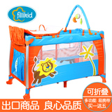 欧式便携式儿童游戏床可折叠多功能带滚轮宝宝婴儿床摇篮床带蚊帐