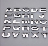 3D立体金属车贴字母车标数字贴汽车装饰贴改装标尾箱标亮银色实心