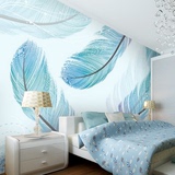 现代简约大型壁画3D墙布地中海欧式羽毛壁纸卧室客厅电视背景墙纸