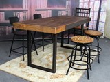 木板铁艺实木餐桌椅组合休闲长桌椅咖啡西餐厅桌椅长方形组装