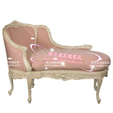 法式实木雕花贵妃椅北欧宜家粉色天鹅绒布客厅贵妃椅厂家直销定制