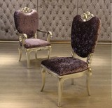 欧式椅子新古典餐椅实木洽谈椅 布艺靠背扶手椅子别墅样板房餐椅