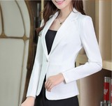 2016春秋新款白色小西装女外套韩版修身百搭长袖短款定制职业装