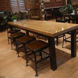 现代简约实木餐桌椅组合 咖啡馆酒吧休闲长桌 原木餐厅饭店吧台桌