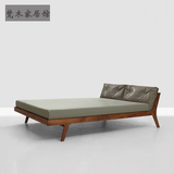 日式胡桃木实木床软皮靠背简约 北欧宜家橡木1.8米双人床1.5M婚床